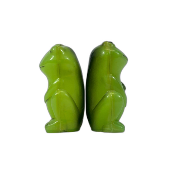 VTG Green Frog Plastic Salt Pepper Shakers Kitschy Happy Hong Kong Mid Century - Picture 4 of 9